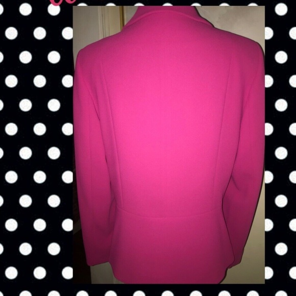 UN JOUR AILLEURS~PARIS~BRIGHT PINK JACKET WITH BLACK BUTTONS~CLASSIC LOOK~US 10 - Picture 5 of 6